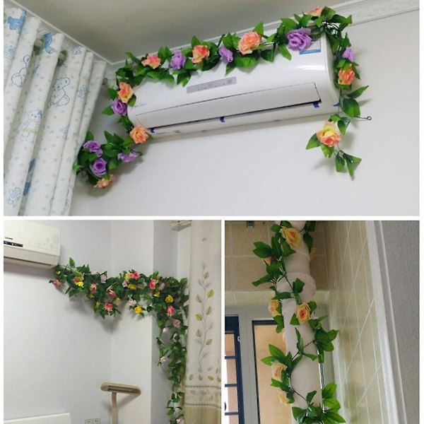 230cm Konstgjord Blomster Rosranka Hängande Girlang Fest Hem Bröllop Väggdekor Yellow