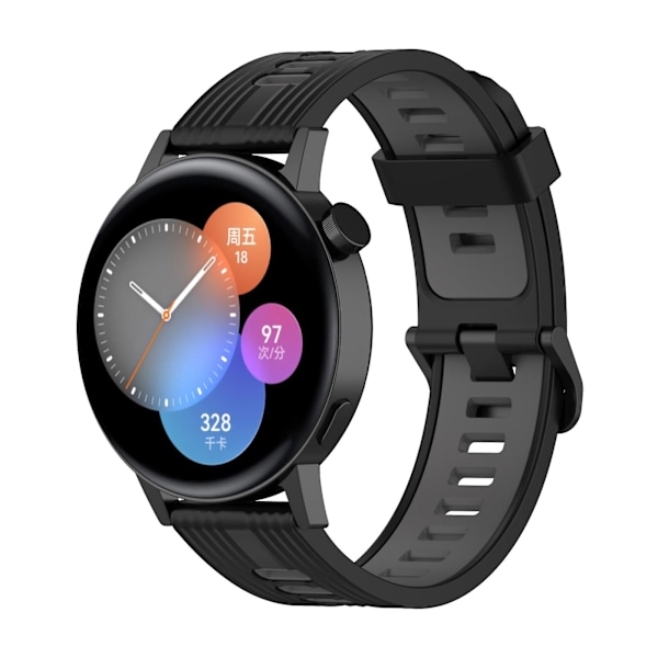 Sort Mørkegrå Sort Mørkegrå Silikone Urrem kompatibel med Huawei Watch Gt 3 42mm