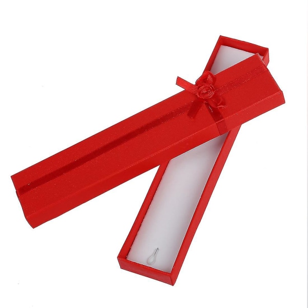 Nya 12 X röda långa lyxkort presentförpackningar Watch Display Box kompatibel med hänge