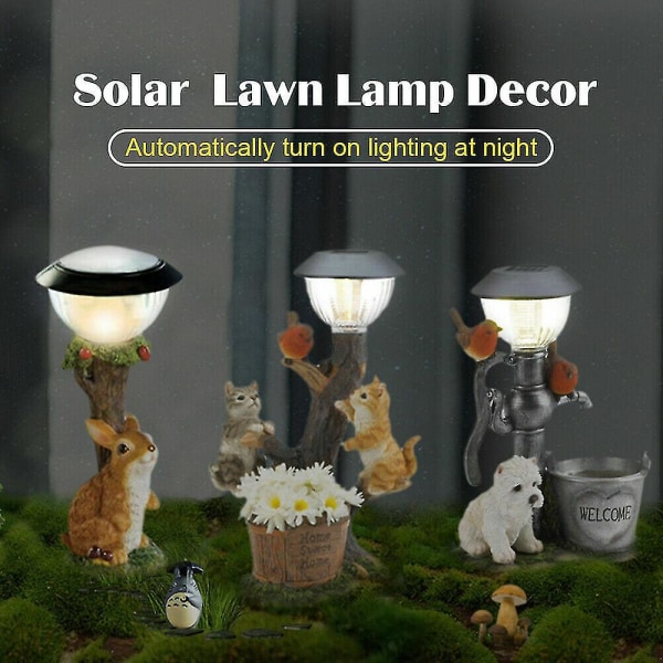 Ny Solar Garden Staty Ornament Djurljus Katt klättring Gräsmatta Lampa Dekor Hantverk Dog