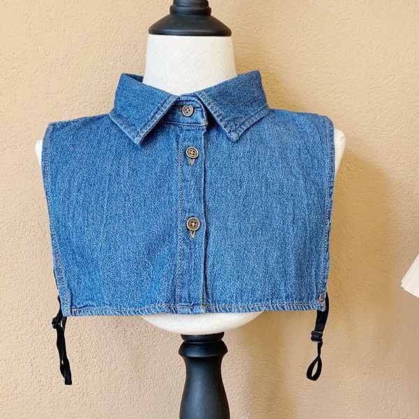 Dame falsk krave Aftagelig halv Vinter Denim Aftagelig Mig light blue