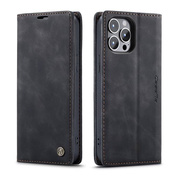 Etui til iPhone 16 sort Flip Wallet med kortholder