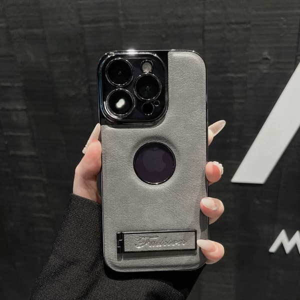 Etui til iPhone 13 Pro Space Gray Full-Body business stativ i lær