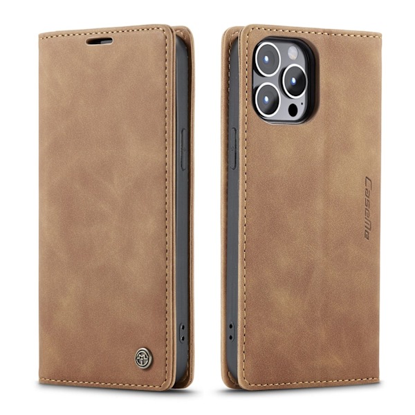 Etui til iPhone 16ProMax brun Flip Wallet med kortholder