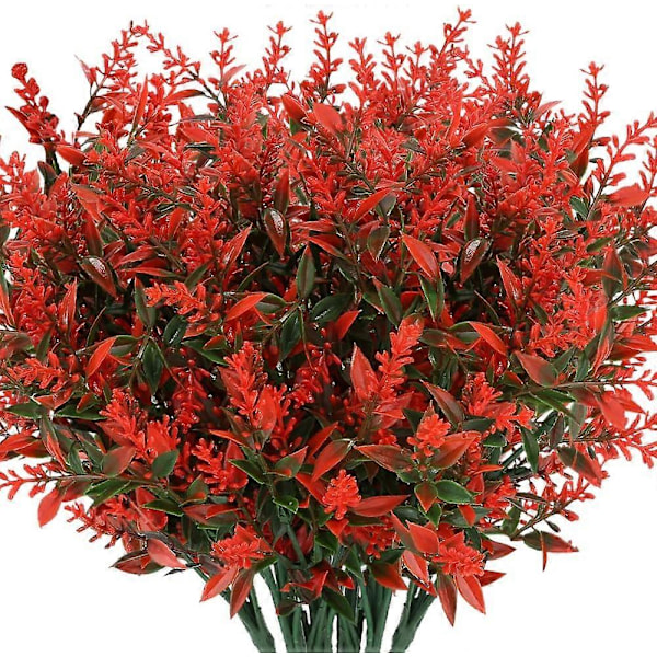 Kunstige Lavendelblomster Planter 8 Stykker, Livagtige UV-resistente Falske Buske Grønne Buske Buket Orange 4