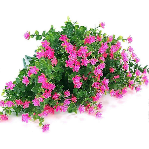 Kunstige blomster, falske UV-bestandige buksbom busker, kunstige plastplanter Pink 8
