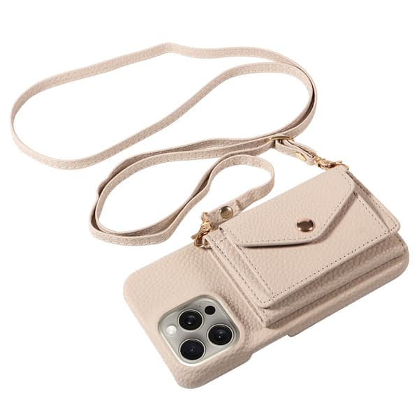 Etui til iPhone 16 Plus off white Lommebok med Kortholder