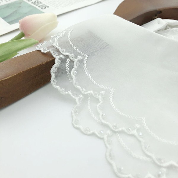Dame falsk krage Avtakbar halv Avtakbar -Stykke Garn Emb White