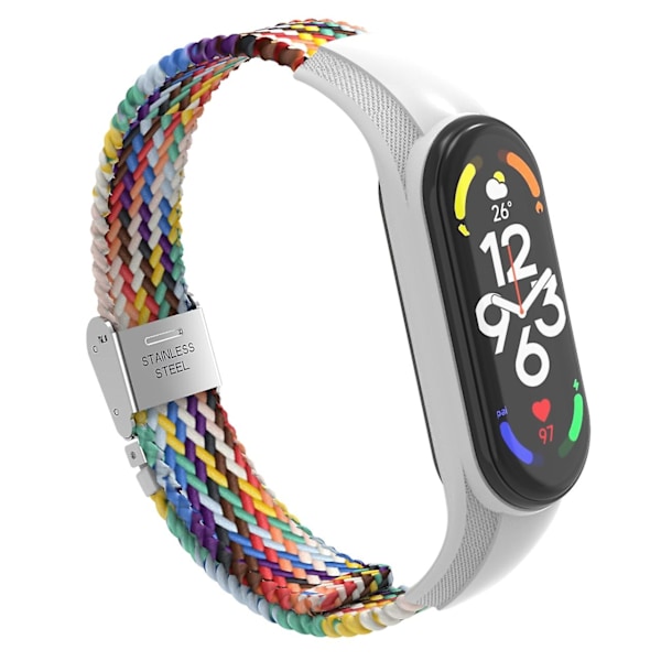 Fargerik Fargerik Nylon Flettet Klokkereim kompatibel med Xiaomi Mi Band 7