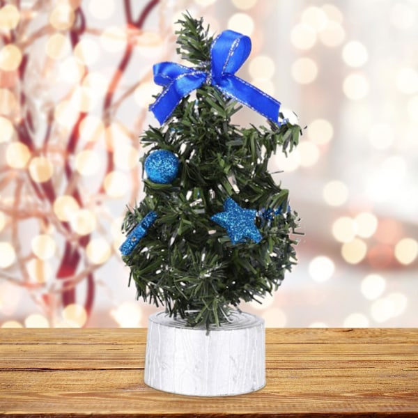 15 cm dekorert mini juletre, lett å vedlikeholde, PVC, ingen visning, kunstig juletre, borddekor Silver