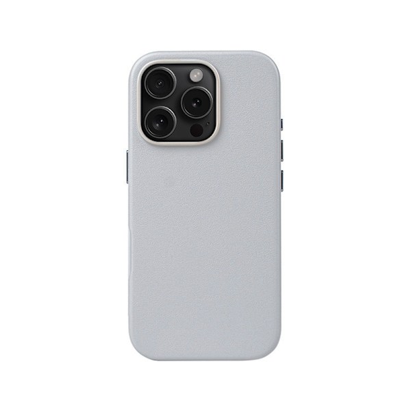 Etui for iPhone 16 Pro magnetisk + animasjon Lysegrått skinn Magnetisk