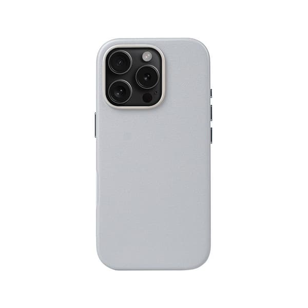 Etui til iPhone 16 Pro magnetisk + animation Lysegråt læder Magnetisk