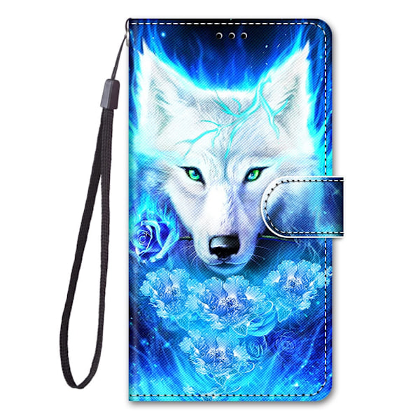 Etui til iPhone 13 Pro Rose ulv Malet Kryds Wallet med Kortholder Flip Wallet med Kortholder