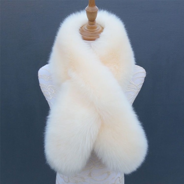 Dame falsk krage Avtakbar halv pels Vinter Varm Tykk Beige scarf