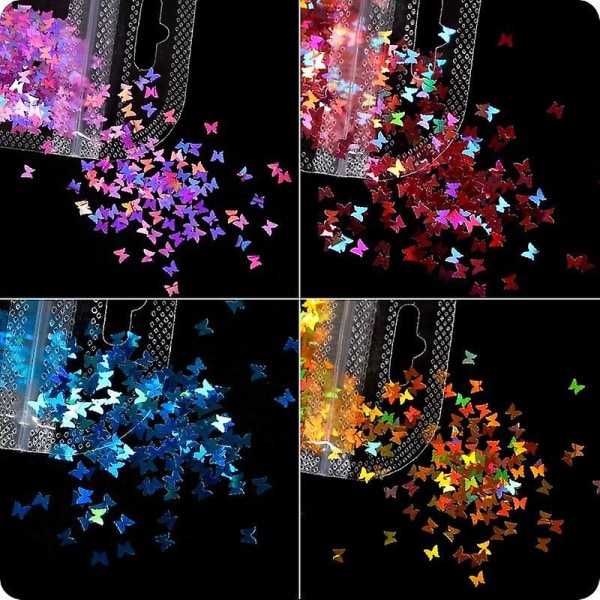 Lönnlöv /rund/fjäril/stjärnor Shape Holografisk 3d paljett för nail art DAX10