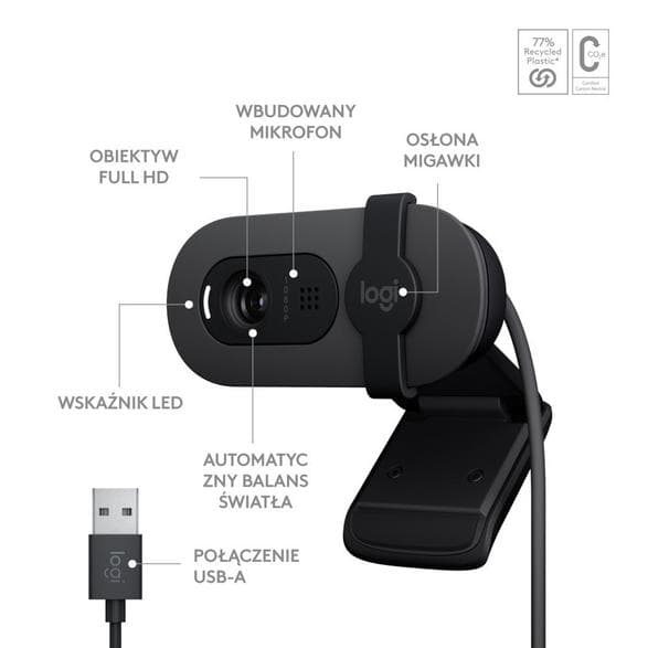 LOGITECH Brio 100 Webbkamera Grafit 960-001585