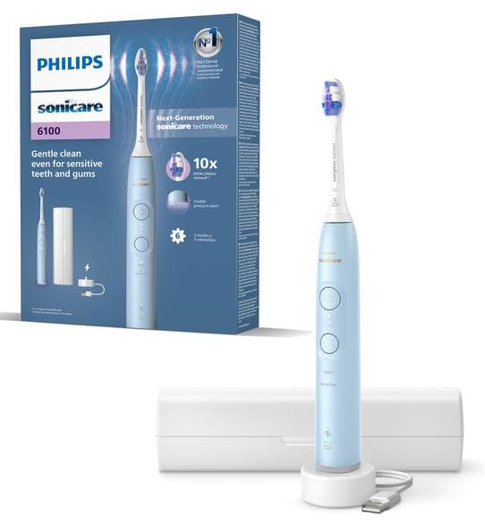 PHILIPS SONICARE Sonicare 6100 HX7406/02 Vit och blå tandborste