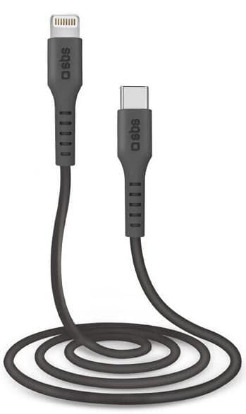 SBS Lightning - USB C-kabel 1m svart för dataöverföring och laddning