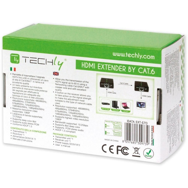 TECHLY EXTENDER HDMI HD 3D PO RJ45 DO 60M