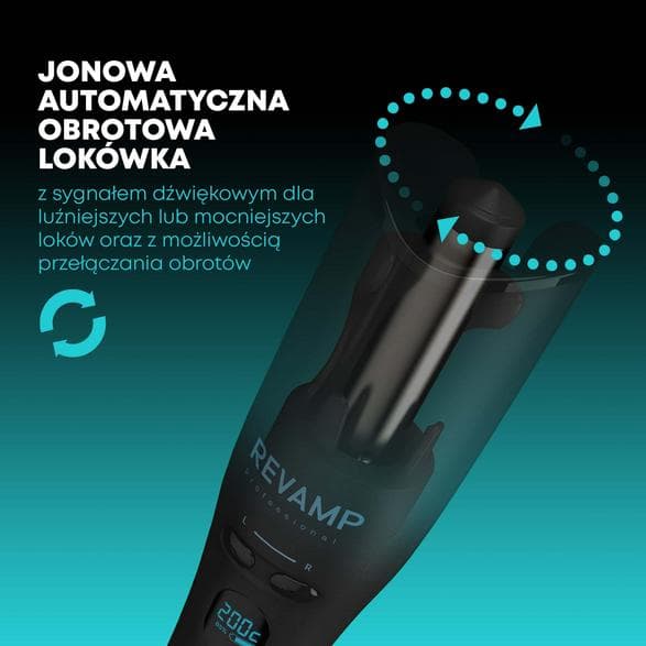 REVAMP iGEN Progloss sladdlös Hollywood Curl automatisk locktång svart