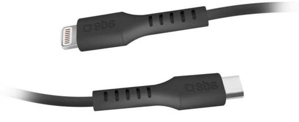 SBS Lightning - USB C-kabel 1m svart för dataöverföring och laddning