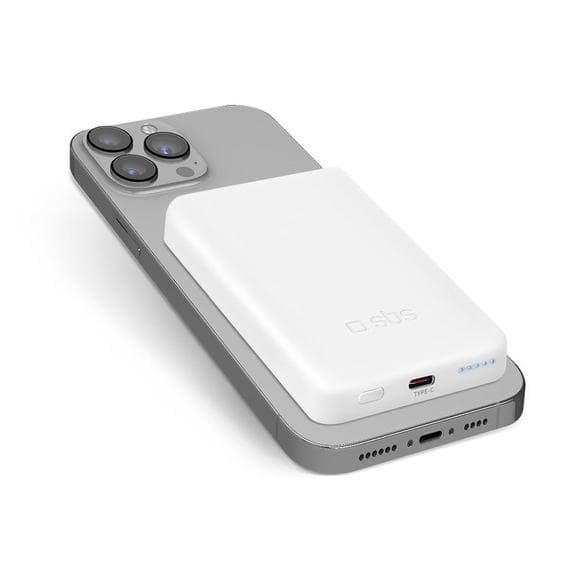 Powerbank SBS 5000 mAh Trådlös Magnetisk Vit TEBB5000MAG1CW
