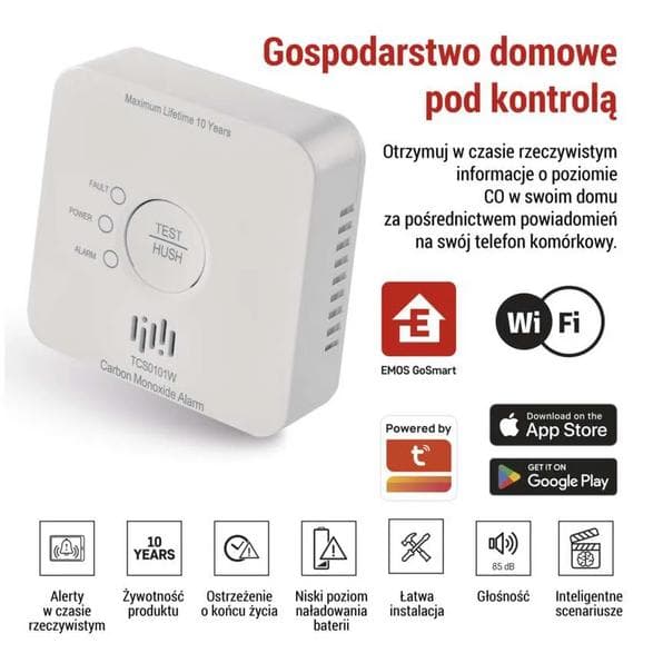 EMOS GoSmart TCS0101W Kolmonoxiddetektor med WiFi
