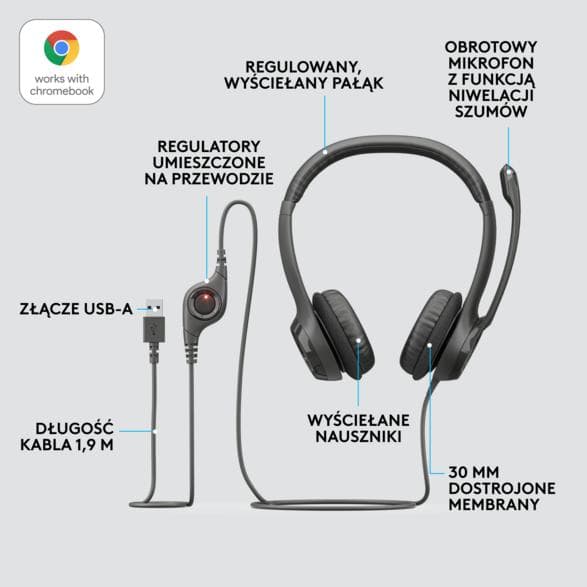 LOGITECH Stereoheadset H390 Trådbundna Hörlurar