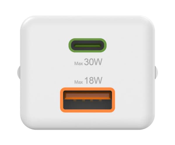 HAMA Mini 30W PD/QC Väggladdare (1X USB-C, 1X USB-A) Vit