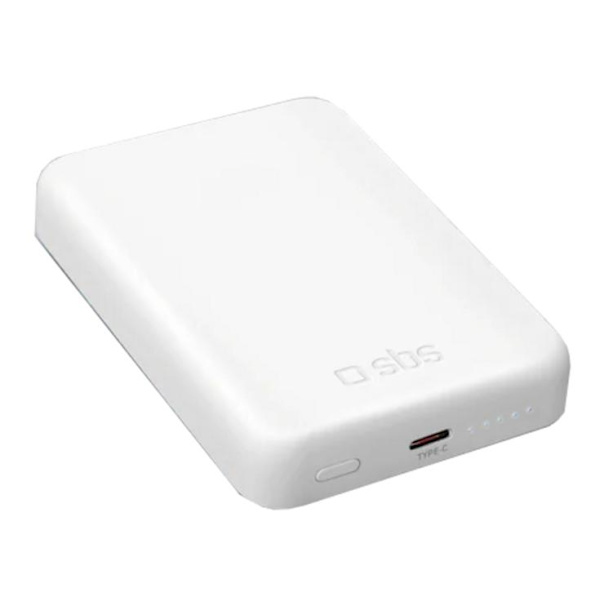 Powerbank SBS 5000mAh Trådlös Vit