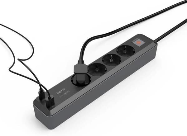 HAMA 4gn Schuko-grenuttag 1,4M, 2xUSB C/A, PD 65W 223189