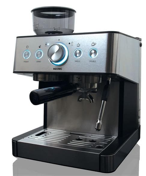 KOENIC KEM 21524 M Silverfärgad espressomaskin, 1650 W, 15 bar