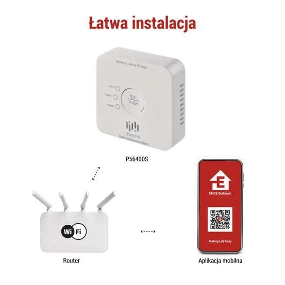 EMOS GoSmart TCS0101W Kolmonoxiddetektor med WiFi