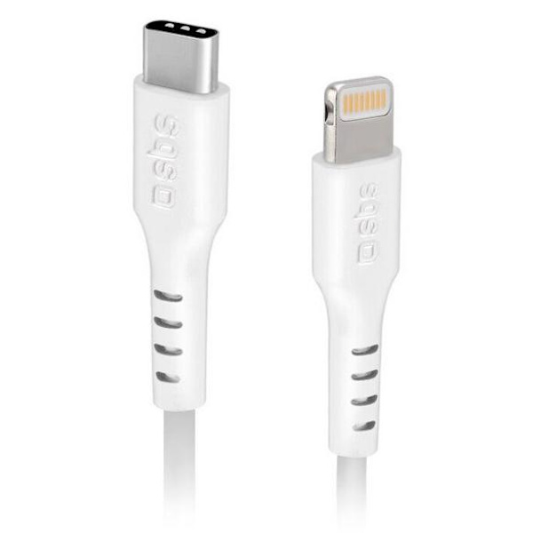 SBS Lightning - USB C-kabel 1m vit för dataöverföring och laddning
