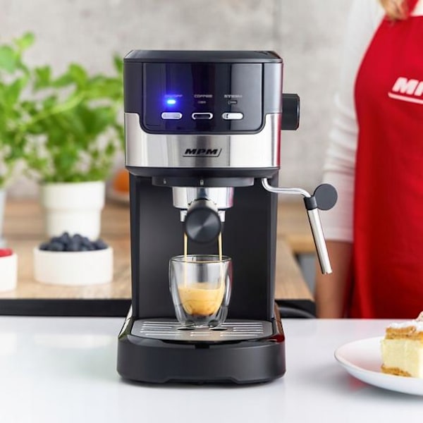 MPM MKW-13M espressomaskin, svart och silver