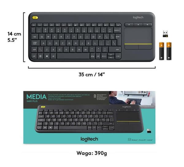LOGITECH Trådlöst pektangentbord K400 Plus Svart 920-007145