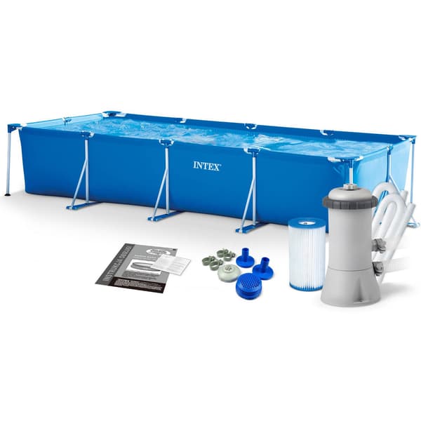 Trädgårdspool med ram 450 x 220 x 84 cm 3 i 1 INTEX 28273