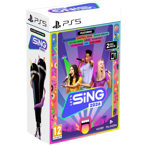 PS5 PLAION Let's Sing 2026-spel + 2 mikrofoner