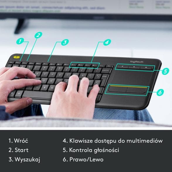 LOGITECH Trådlöst pektangentbord K400 Plus Svart 920-007145
