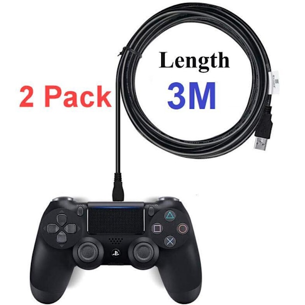 2-Pack 3M PS4 / Playstation 4  Laddkabel För handkontroll Black