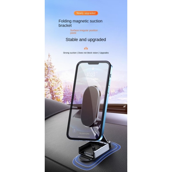 1Pcs Biltelefonhållare Magnetisk bilfäste Fällbar 360° justerbar 1 Pcs