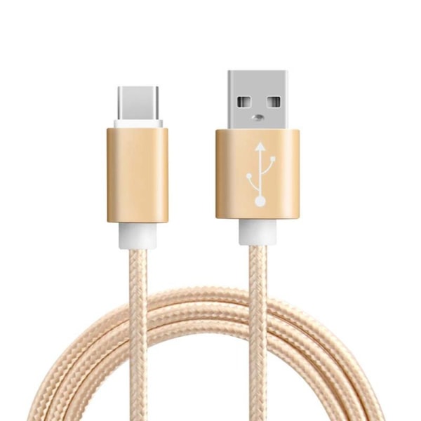 2m snabbladdning Quick charge USB-C braided laddare Type-C Svart