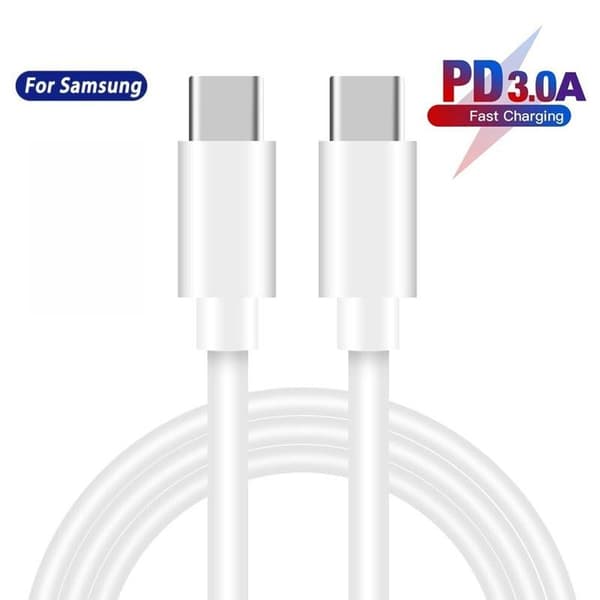 USB-C till USB-C laddningskabel, 1 Meter White