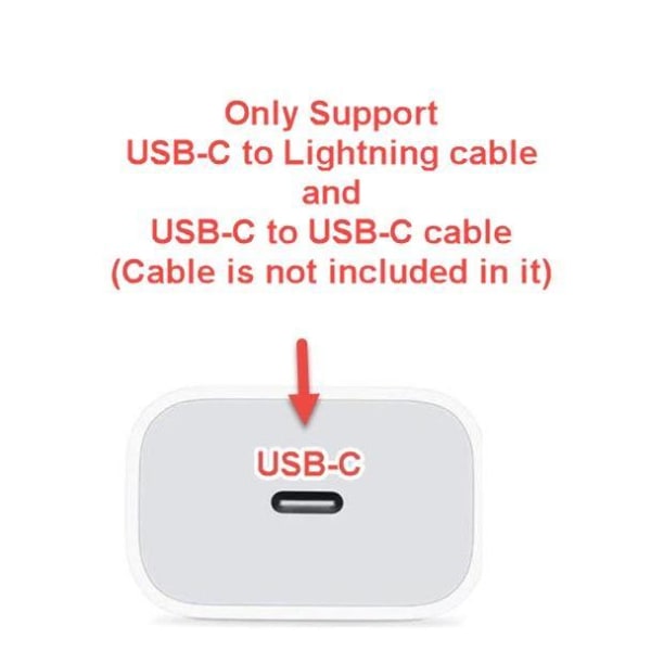 iPhone laddare för Apple 12 Pro Max USB-C strömadapter 20W PD Vit