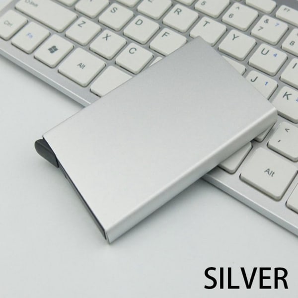 Korthållare med RFID skydd Aluminiumfacken 6 Färger Silver