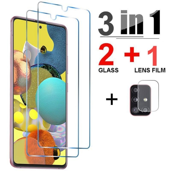 3 in1 Samsung Galaxy A52 härdat lasi + kameraskydd Transparent