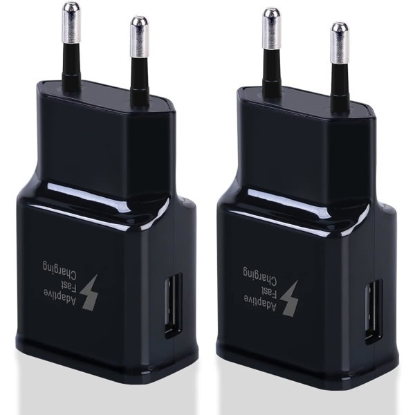 2-Pack snabb USB-laddningsadapter för Samsung iPhone Universal Svart