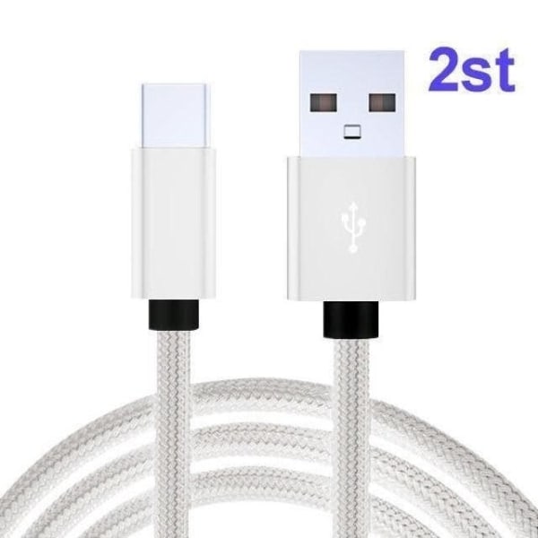 2-PACK Snabbladdning 2M USB-C kabel /laddare / laddsladd Vit