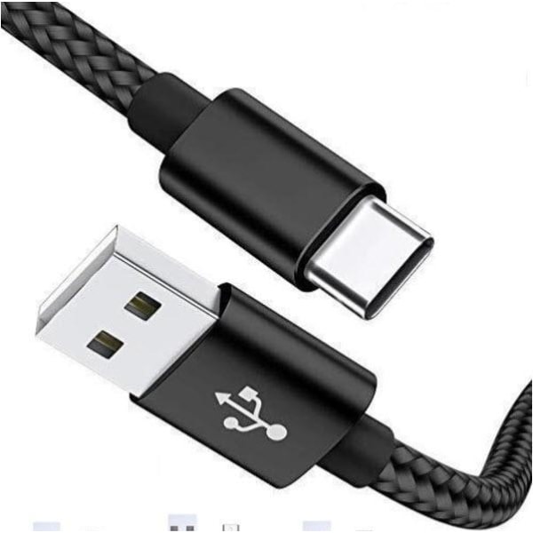 2-PACK Snabbladdning 2M USB-C kabel /laddare / laddsladd Svart