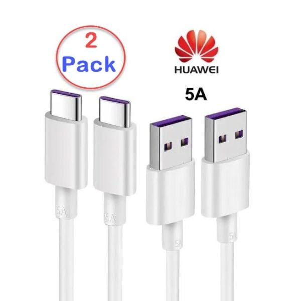 2-Pack Huawei Original Laddare Kabel SuperCharge 5A USB-C AP71 Vit